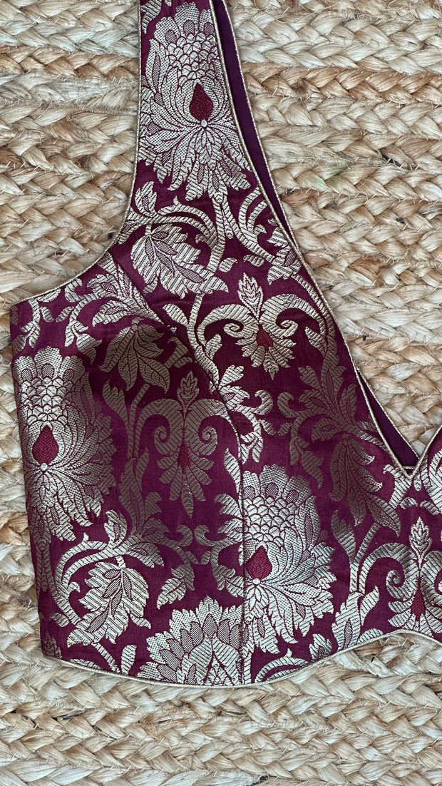 Wine brocade blouse