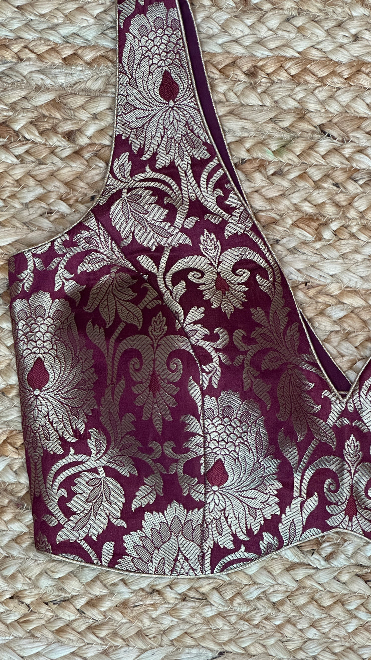 Wine brocade blouse
