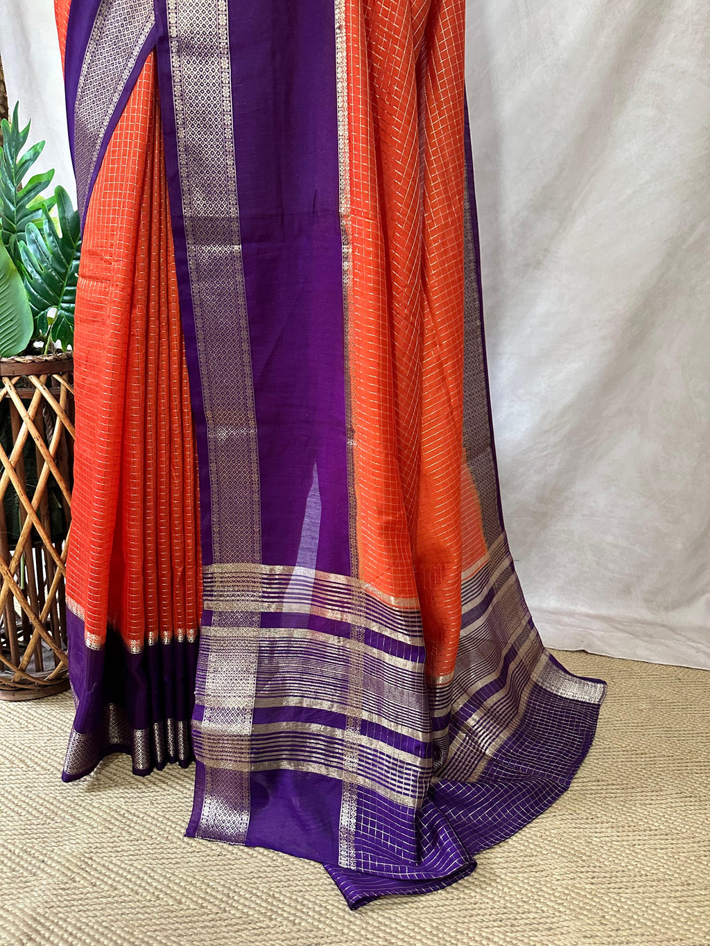 Semi mysore silk saree with stitched blouse
