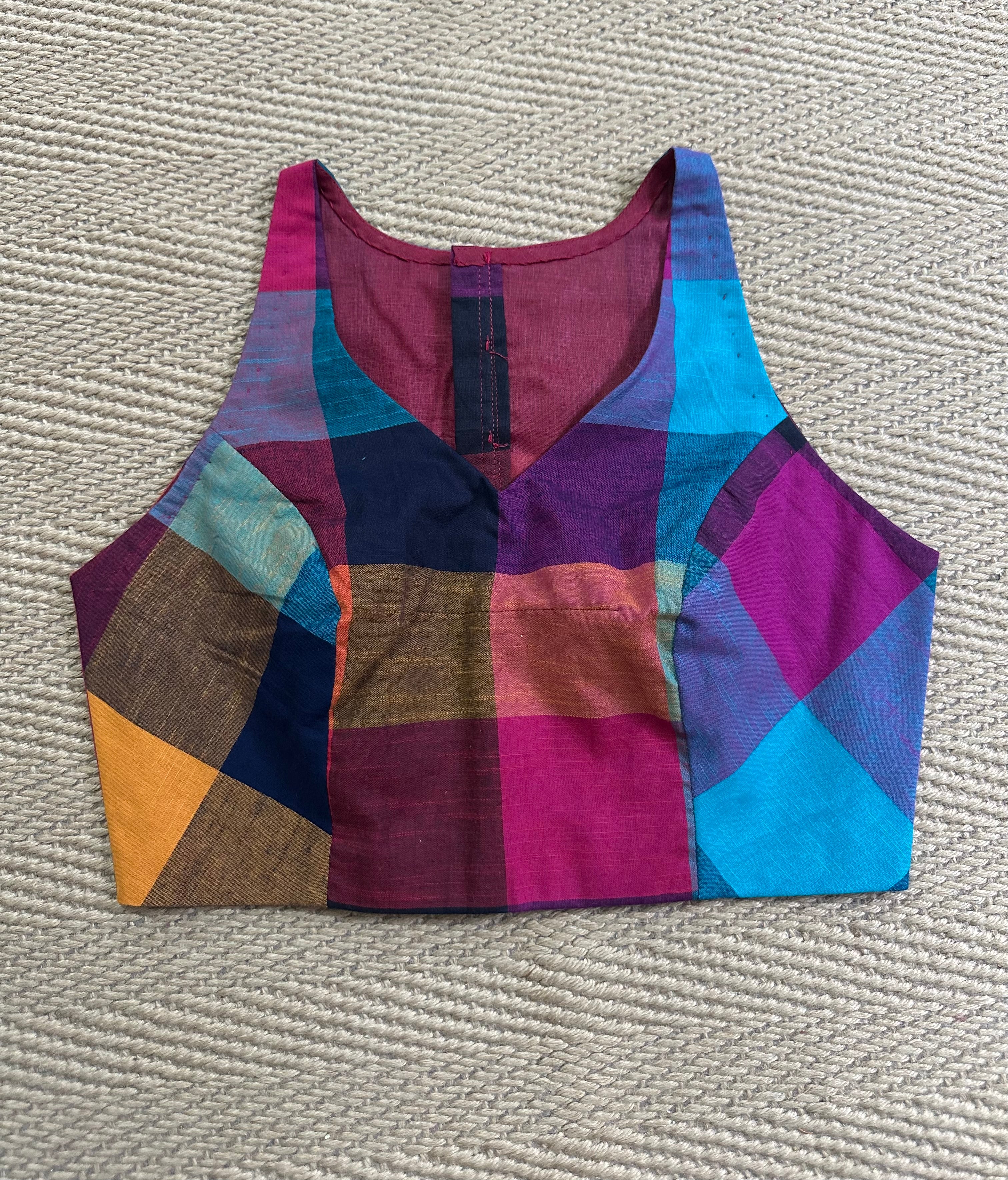 Madrass kattam sleeveless cotton blouse, front open