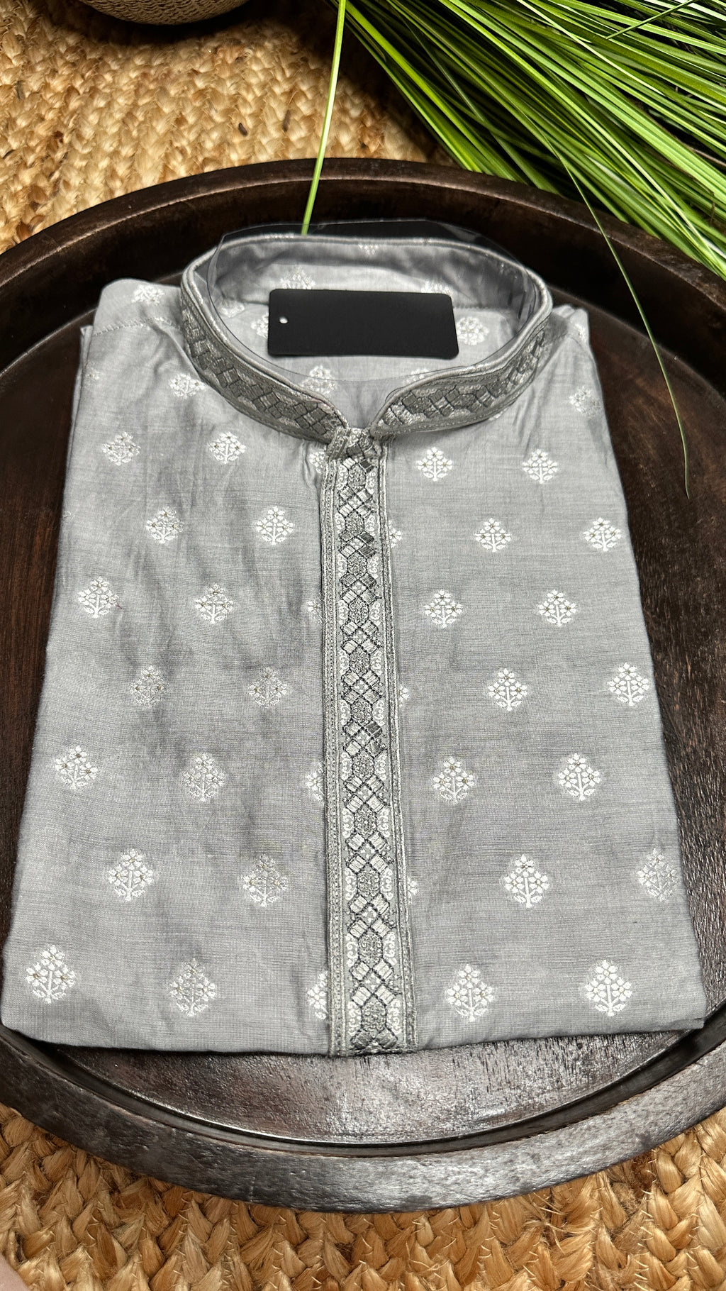 Grey cotton silk kurta - 42