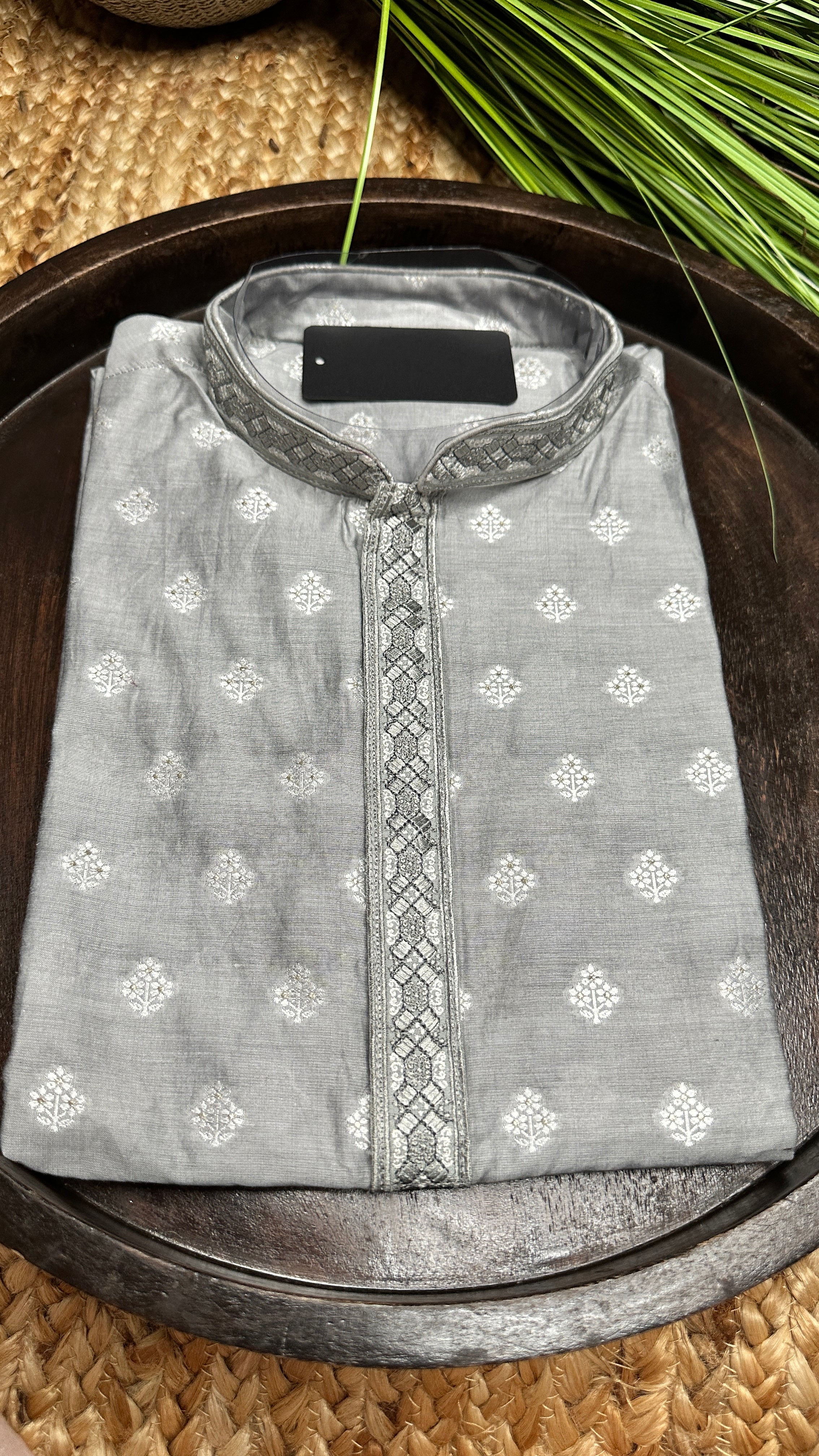 Grey cotton silk kurta - 42