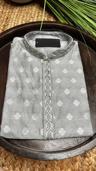 Grey cotton silk kurta - 40