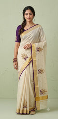 Tissue set saree with bead emroidery and BP