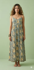 Pure cotton dress with handblock print