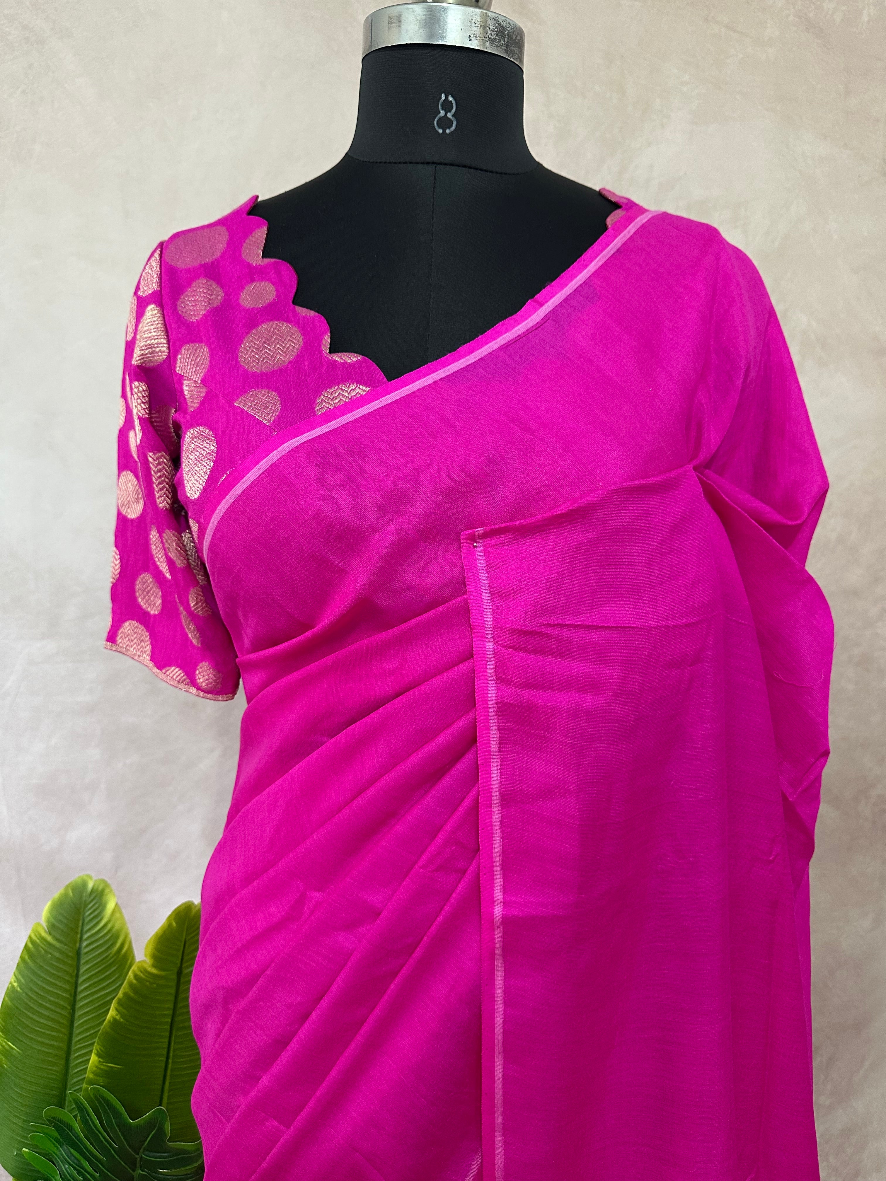Designer pure Tussar munga silk saree with brocade blouse