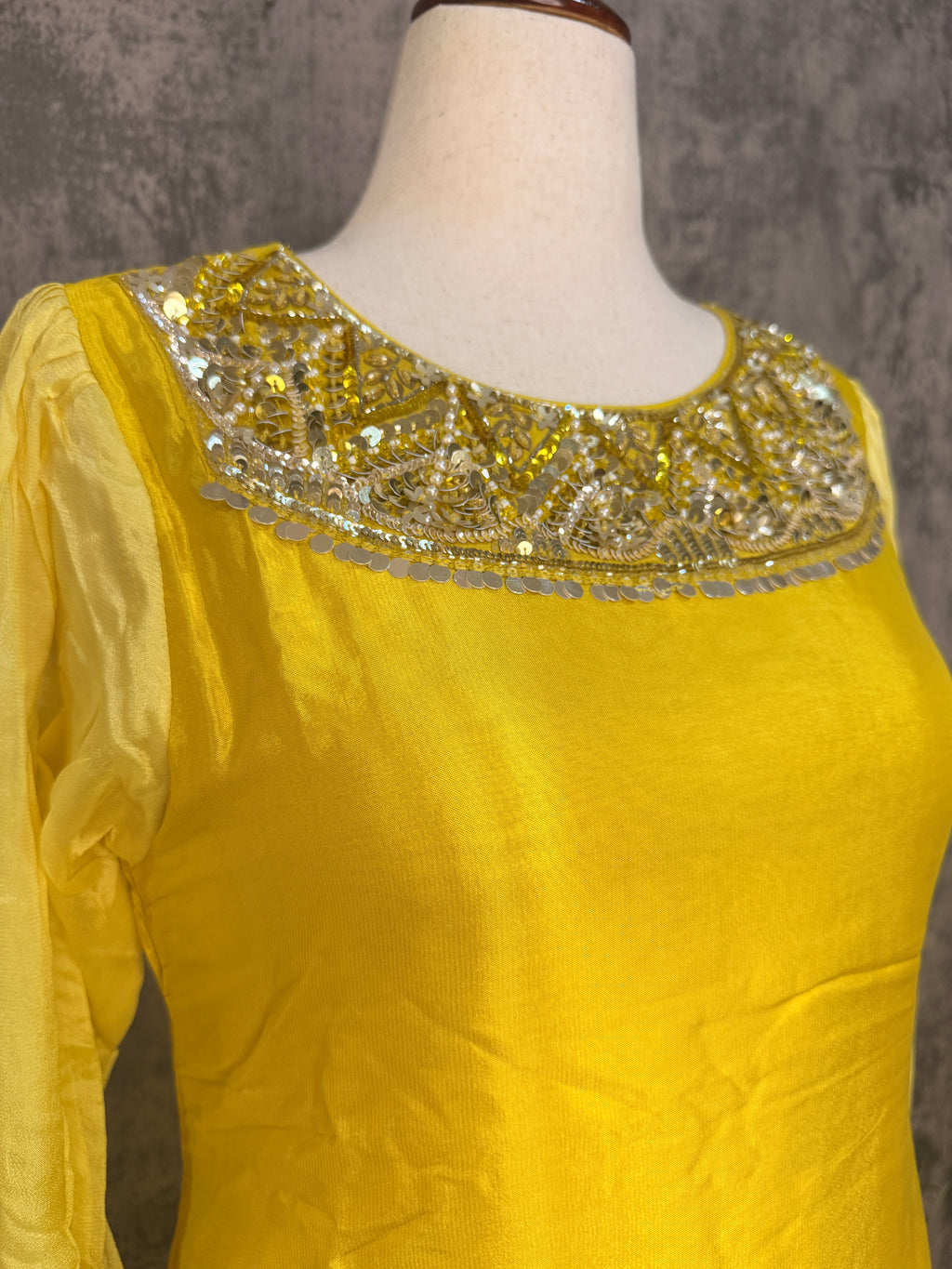 Yellow designer top and bottom