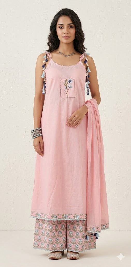 Cotton kurti with bottom and dupatta