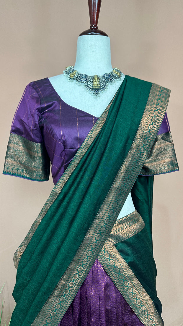 Semi silk brocade dhavani