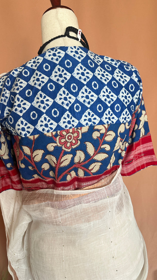 Handloom linen saree with sequins weave