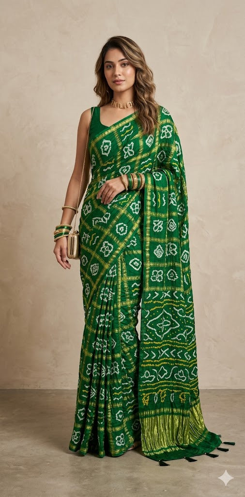 Pure gharchola Gajji silk saree with stitched blouse