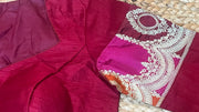 Red raw silk blouse
