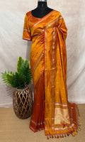 Handloom Pure katan banarsi soft silk saree with stitched blouse