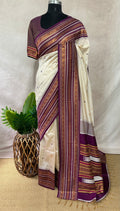 Asam silk saree with Purple broder and stitched blouse