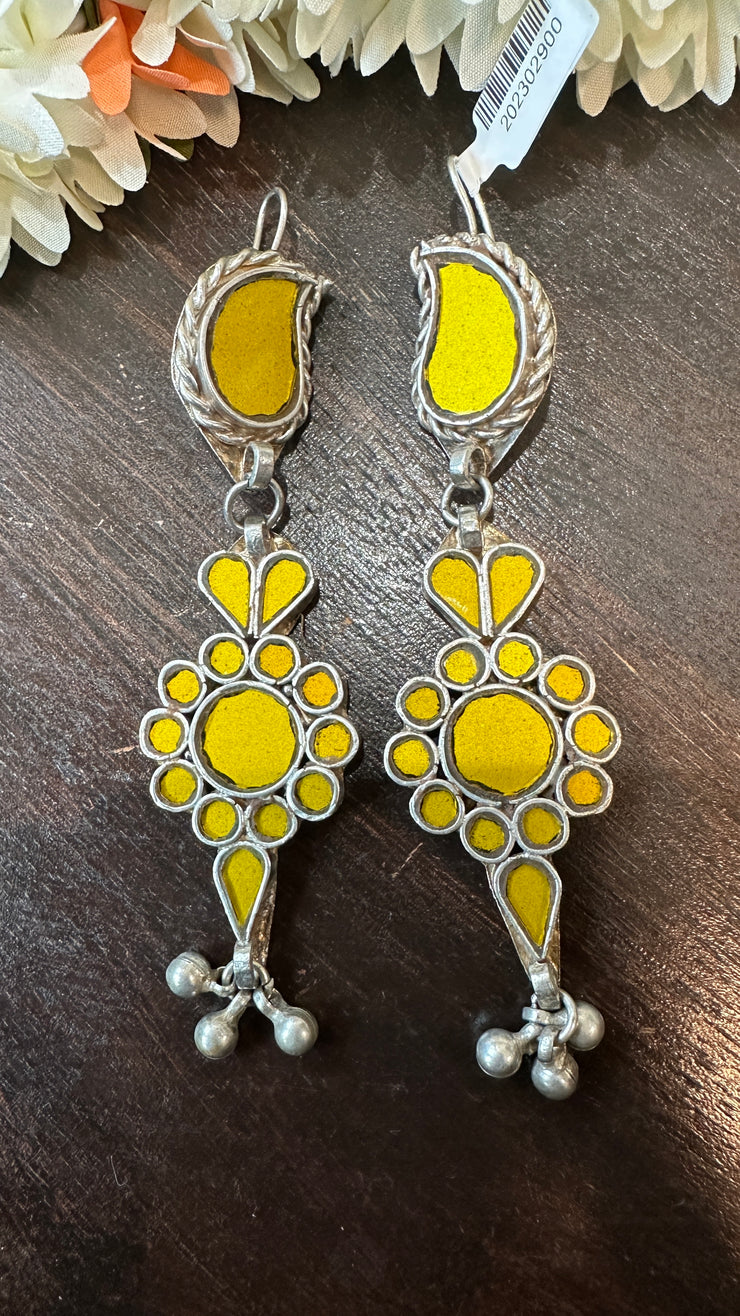 Afgani earring with yellow glass stones