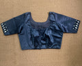 Greish blue modal silk blouse with mirror work