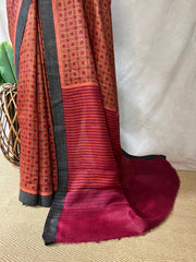 Printed tussar silk saree with BP