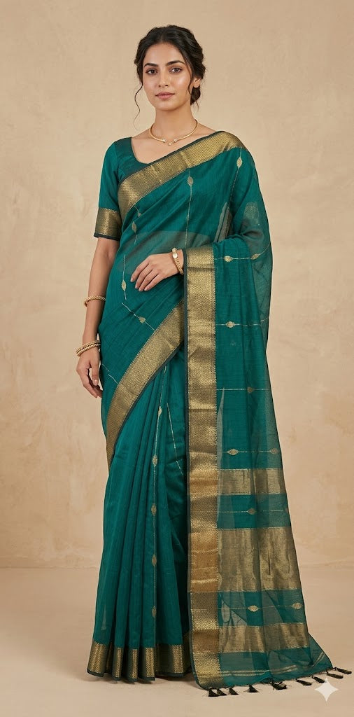Maheshwari silk saree with stitched blouse