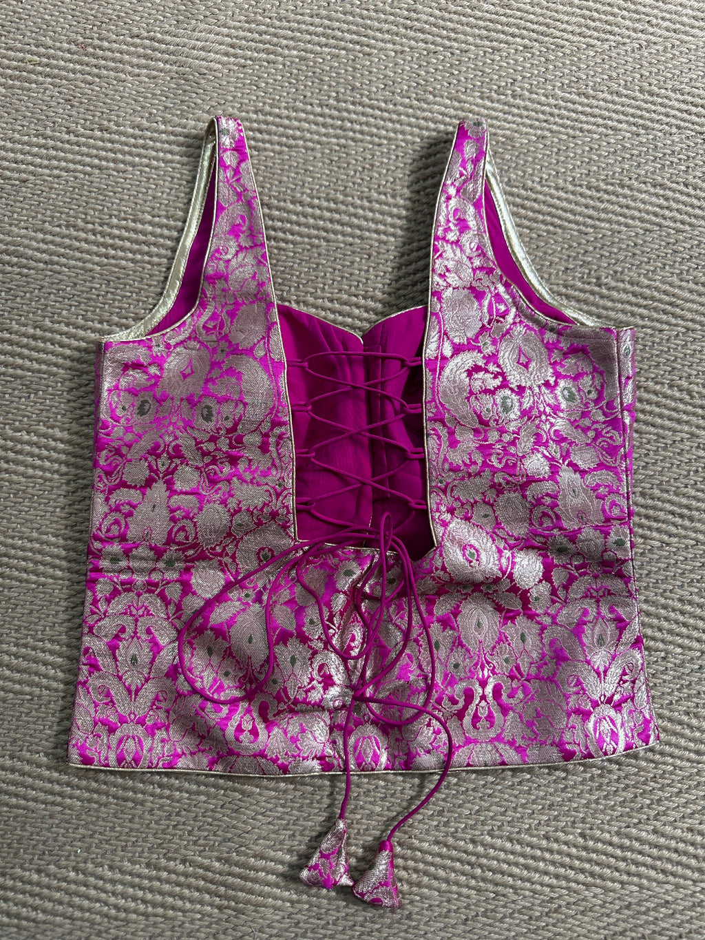 Pink banarsi brocade long top