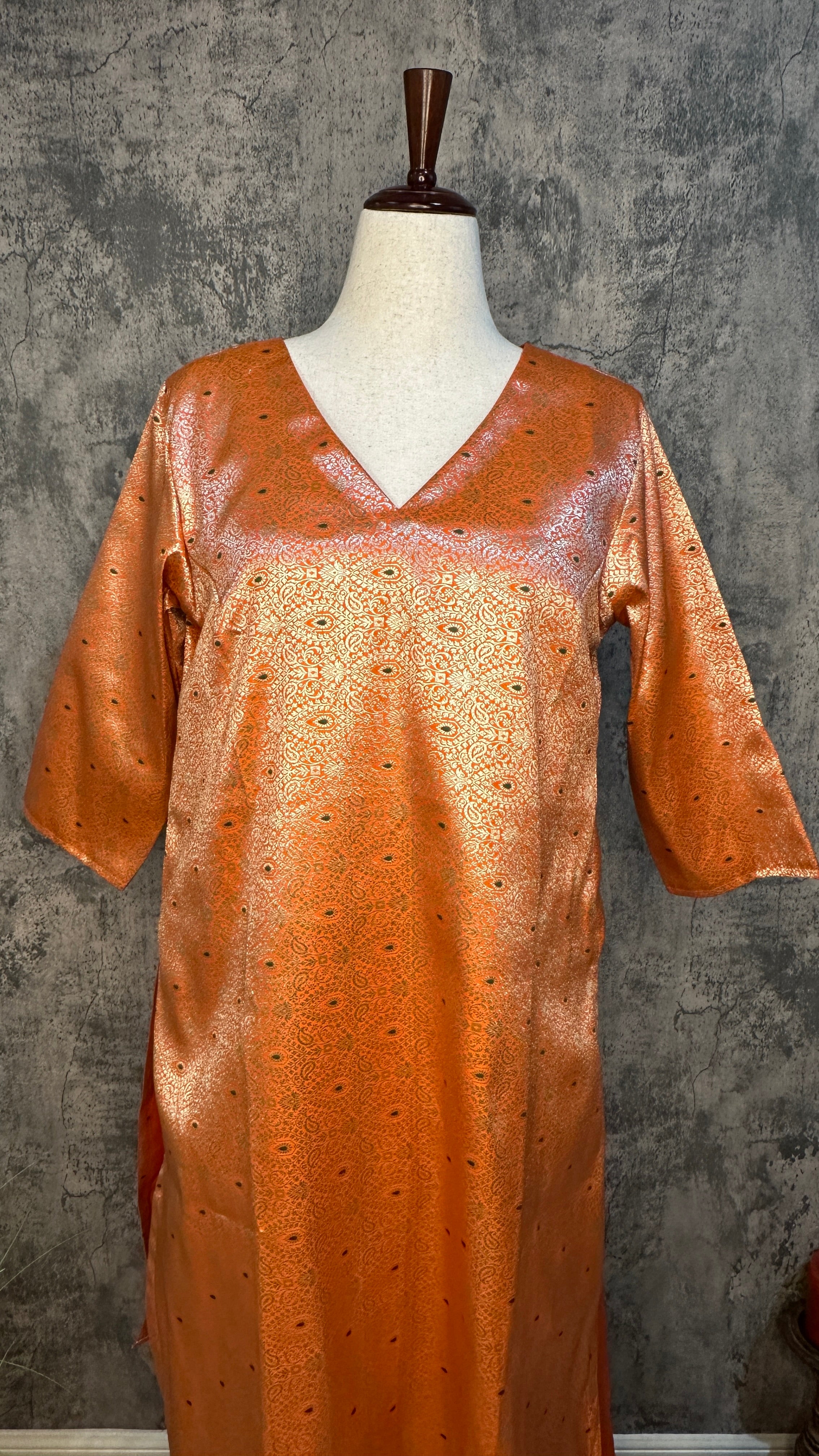 Orange banarsi top with bottom