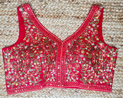 Red designer blouse