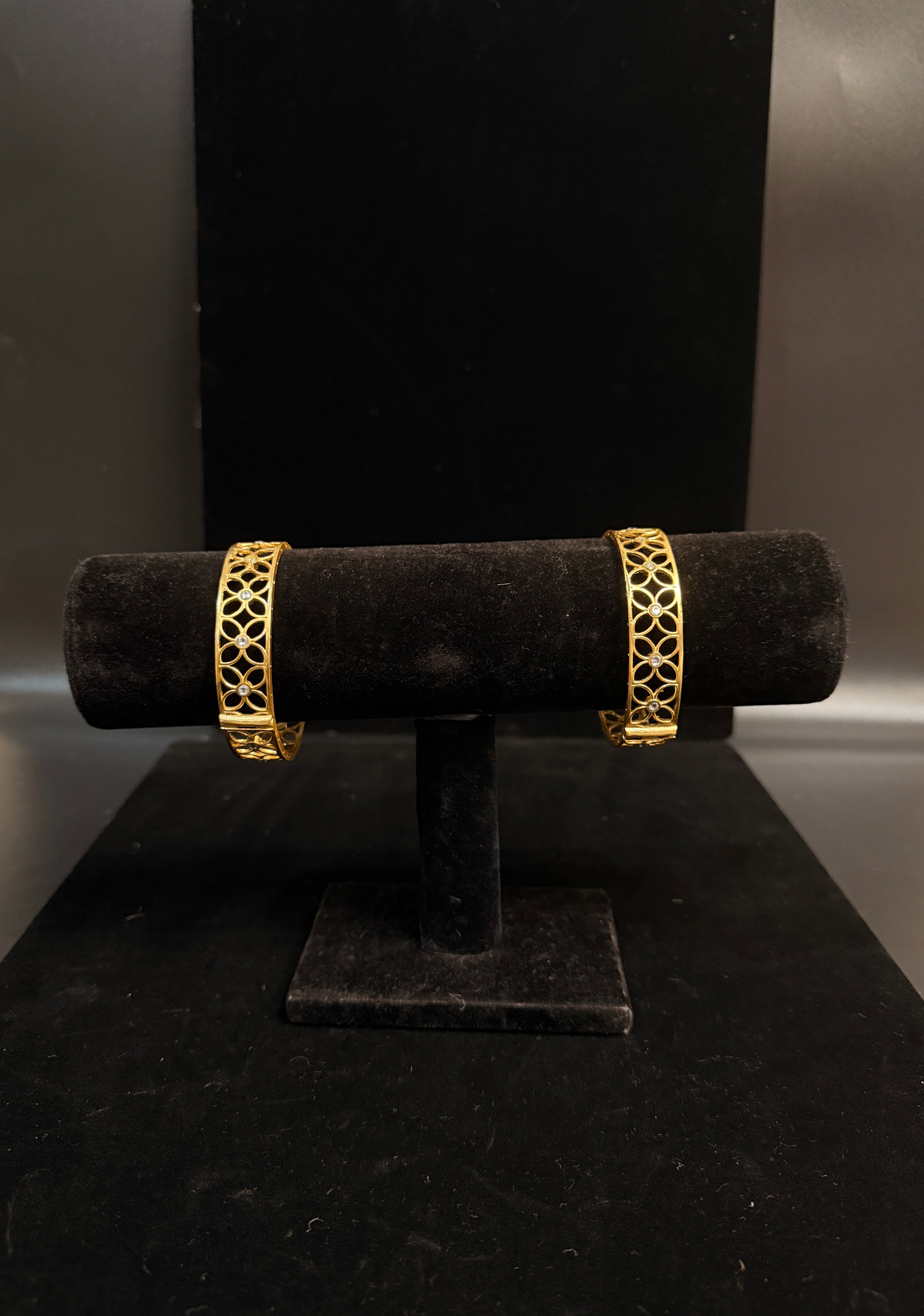 Gold openable kada with white stone (fits 246 to 2.8)