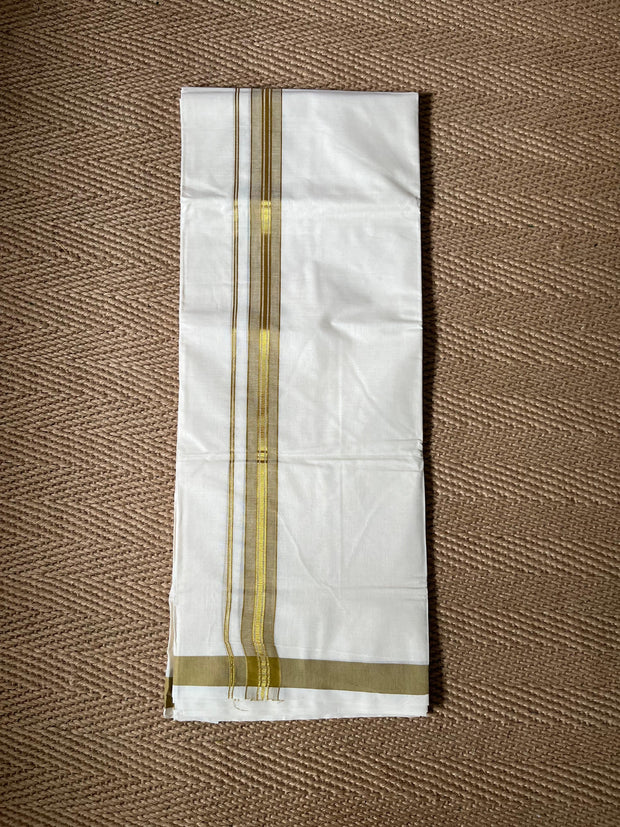 Yellow with gold border mundu