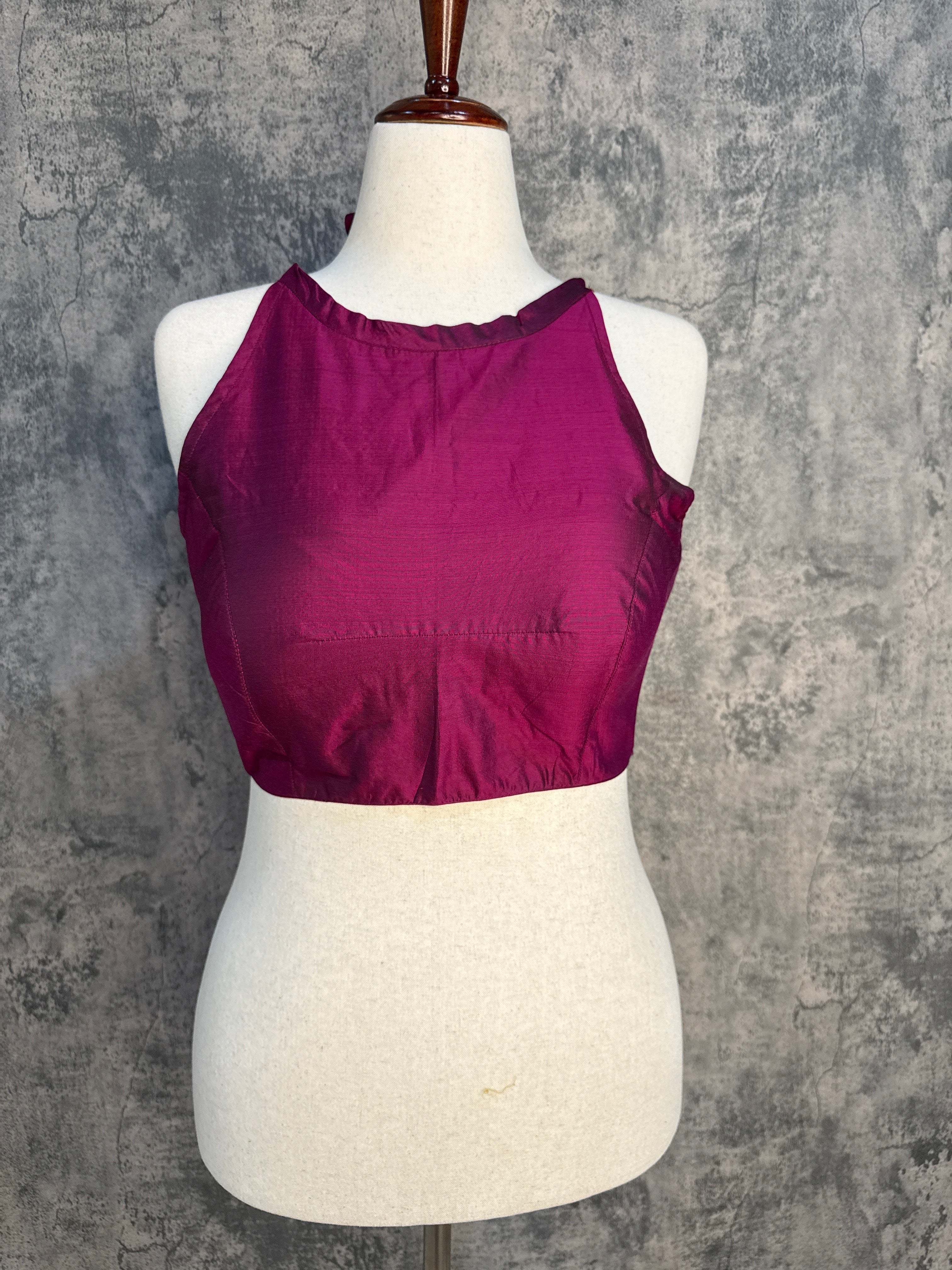 Majenta silk halterneck blouse