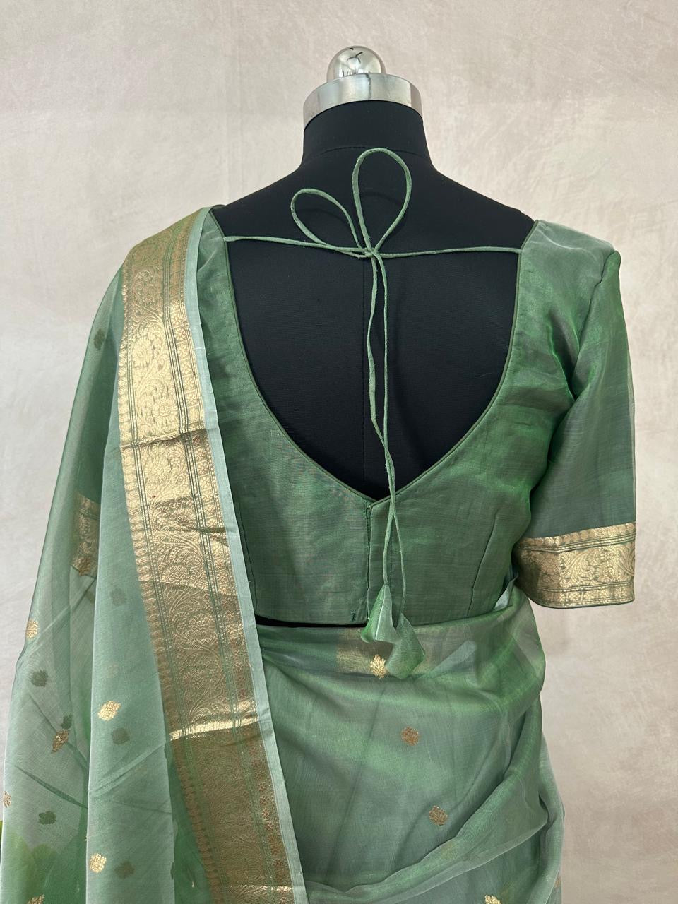 Kora tissue silk saree with stitched blouse and underskirt