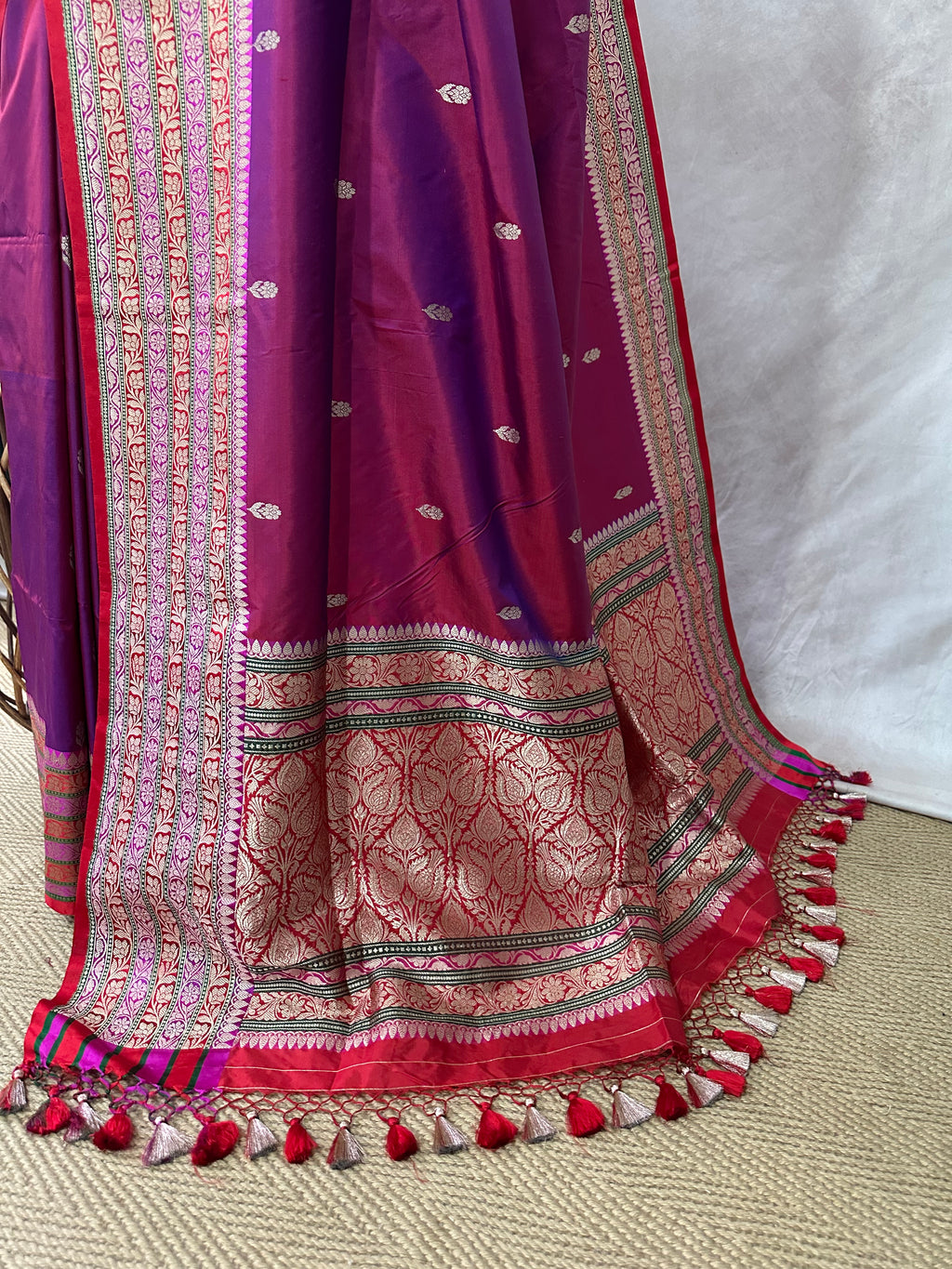 Katan banarsi saree with designer blouse