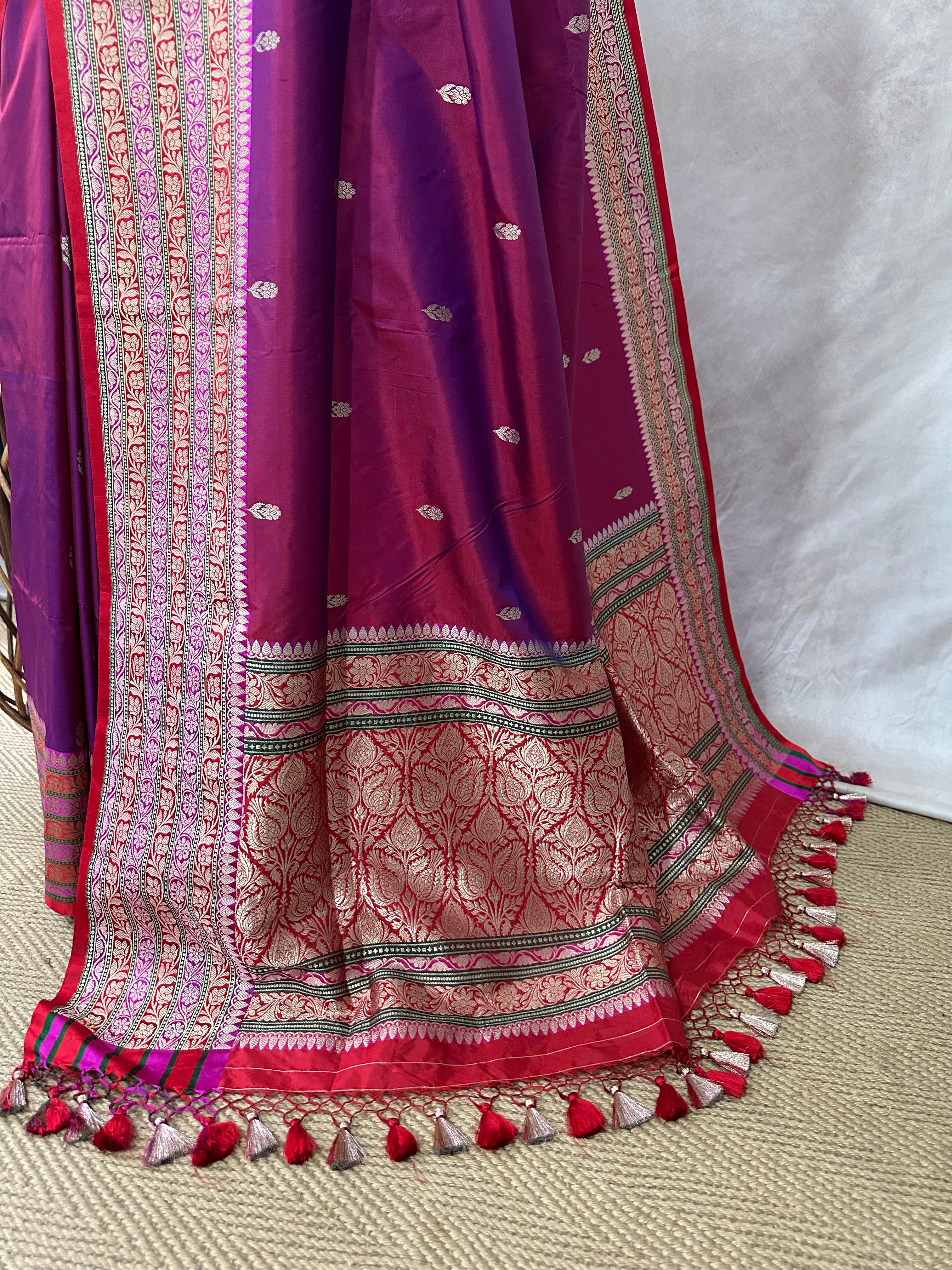 Katan banarsi saree with designer blouse