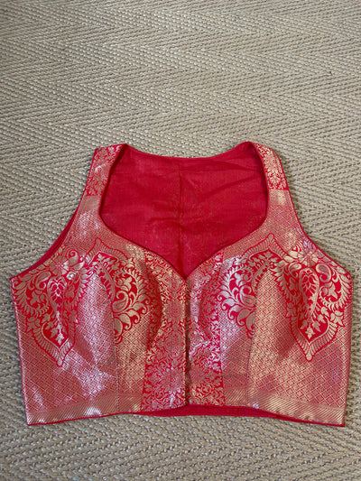 Red brocade blouse