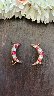 Ruby Red and White kundan stone ear cuff