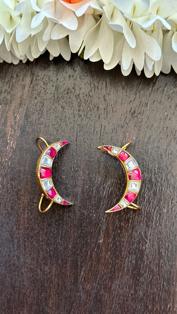 Ruby Red and White kundan stone ear cuff