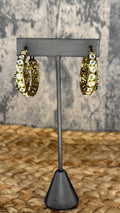 green and moissanite stone hoops