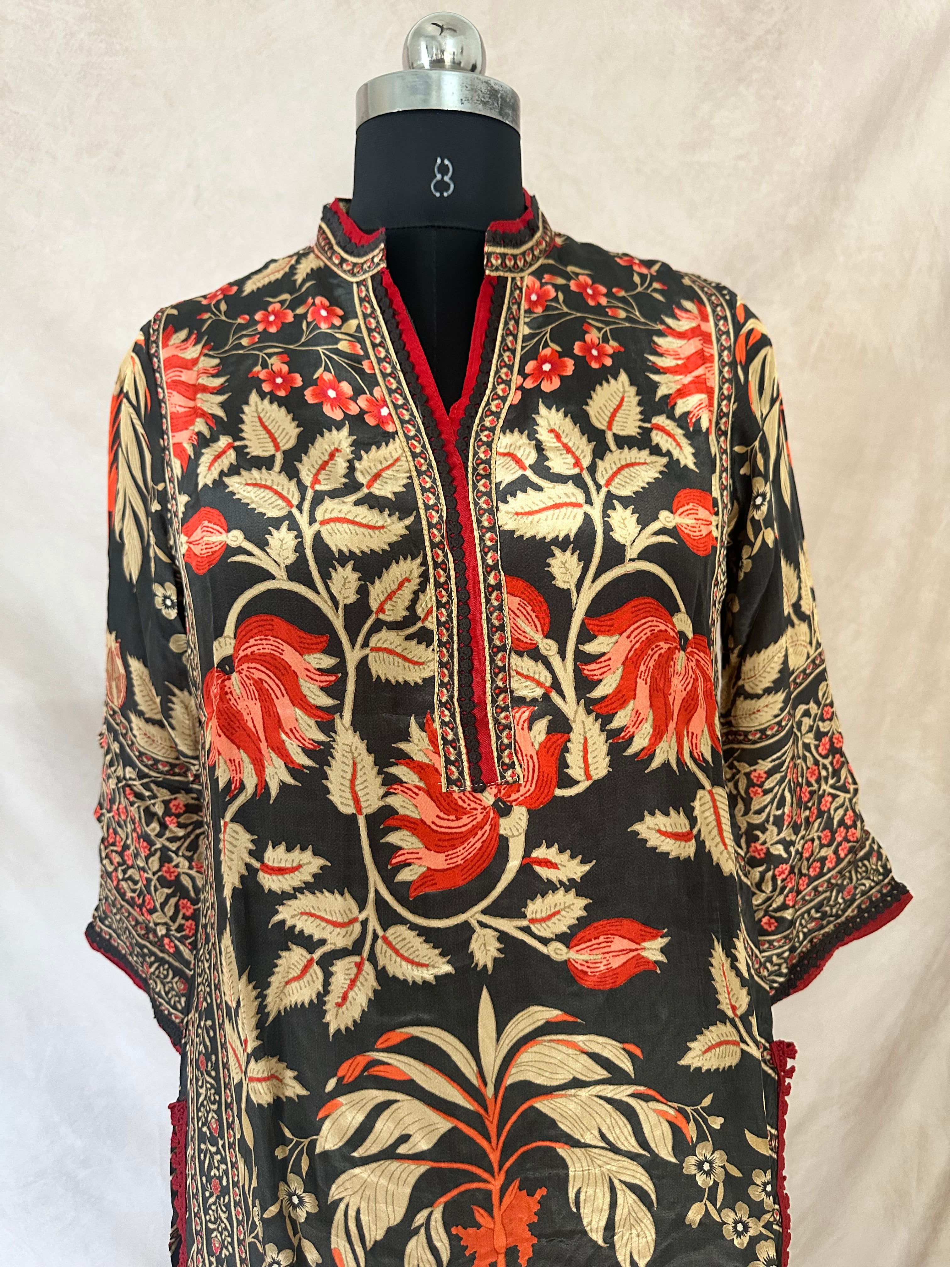 Crepe silk pakistani kurti with bottom and dupatta