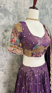 Purple tissue lehanga