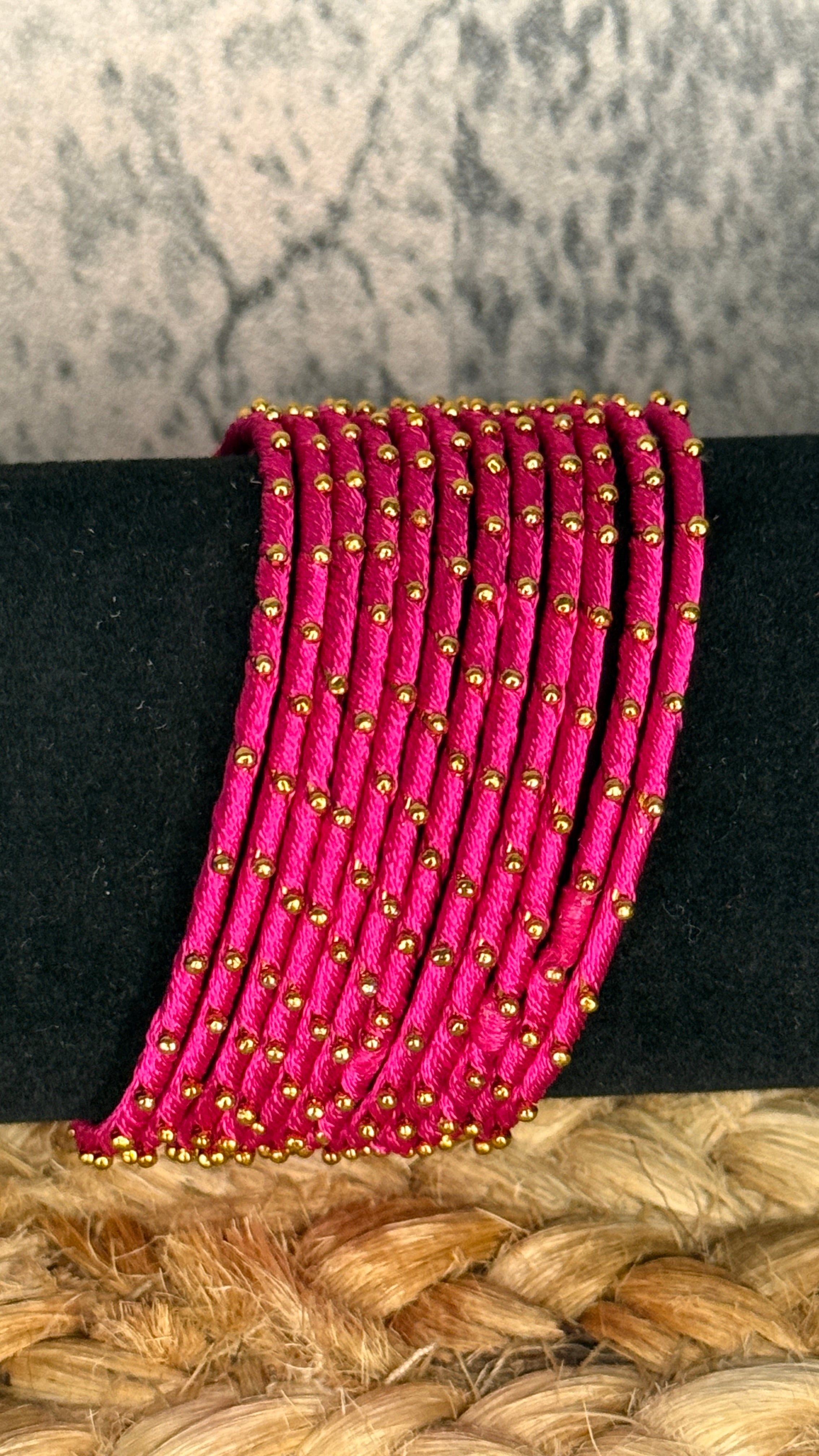 Pink thread bangle set (12 number)- 2.4