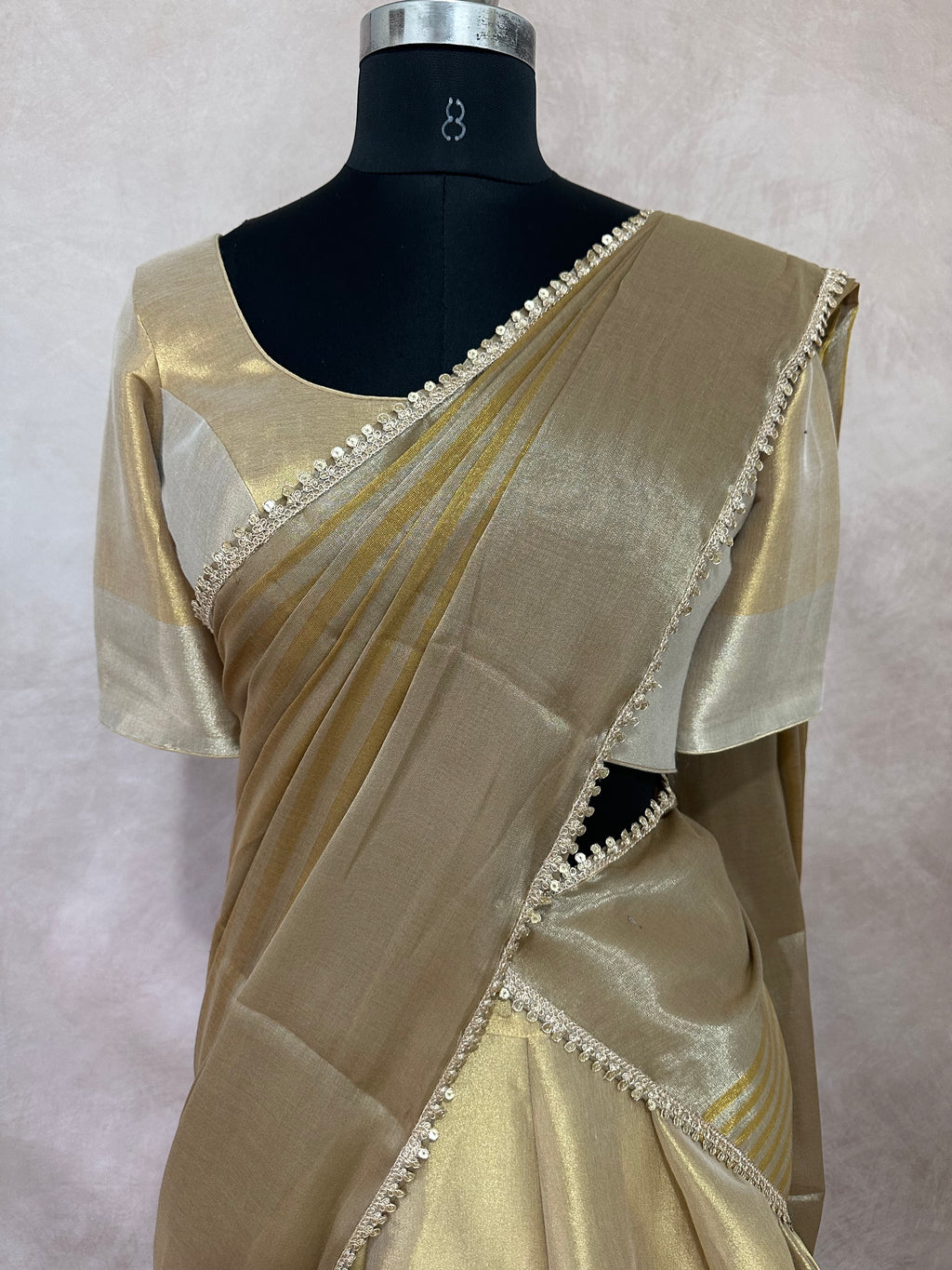 Cotton tissue 8m flare skirt, blouse and dupatta