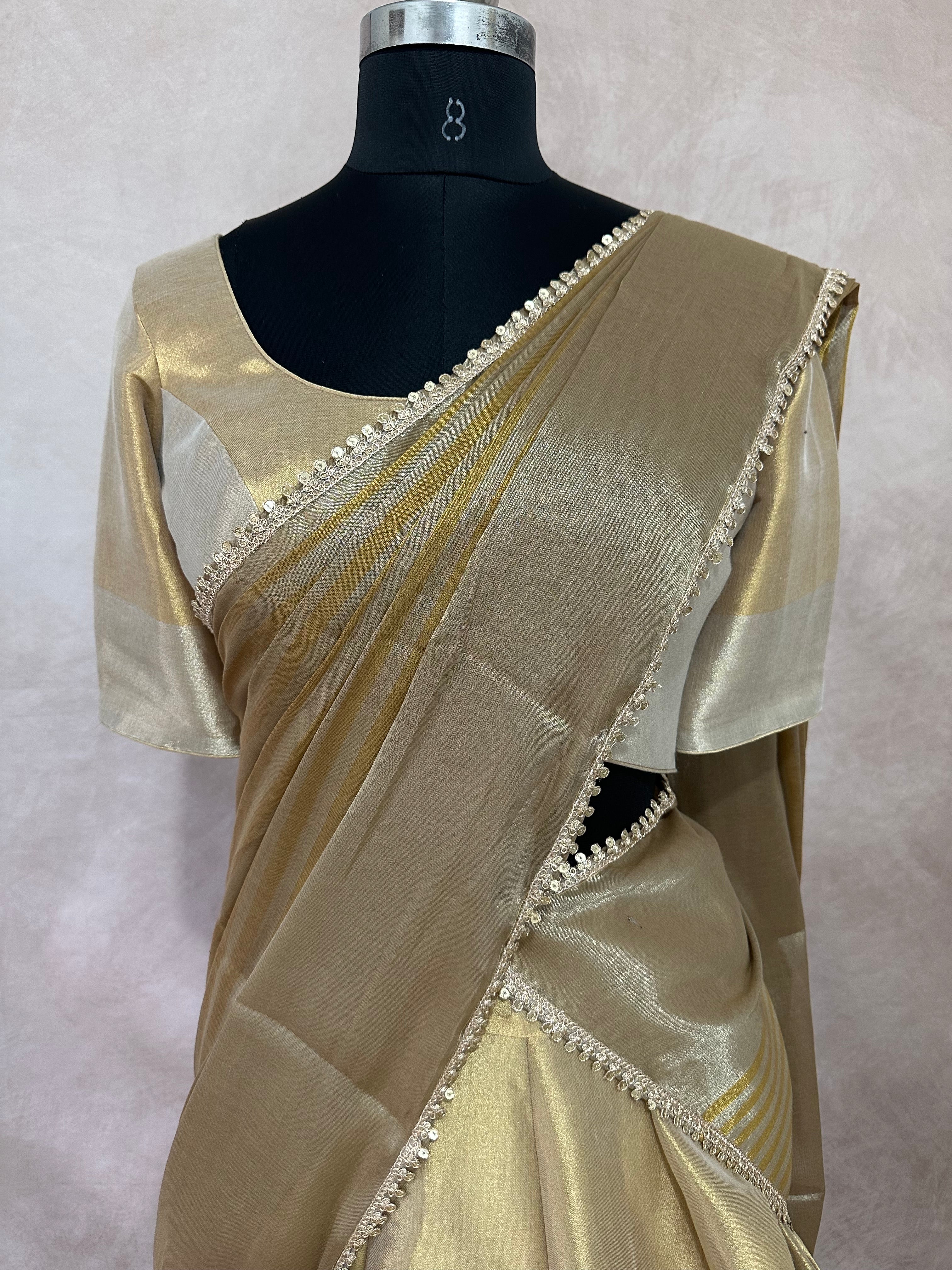 Cotton tissue 8m flare skirt, blouse and dupatta