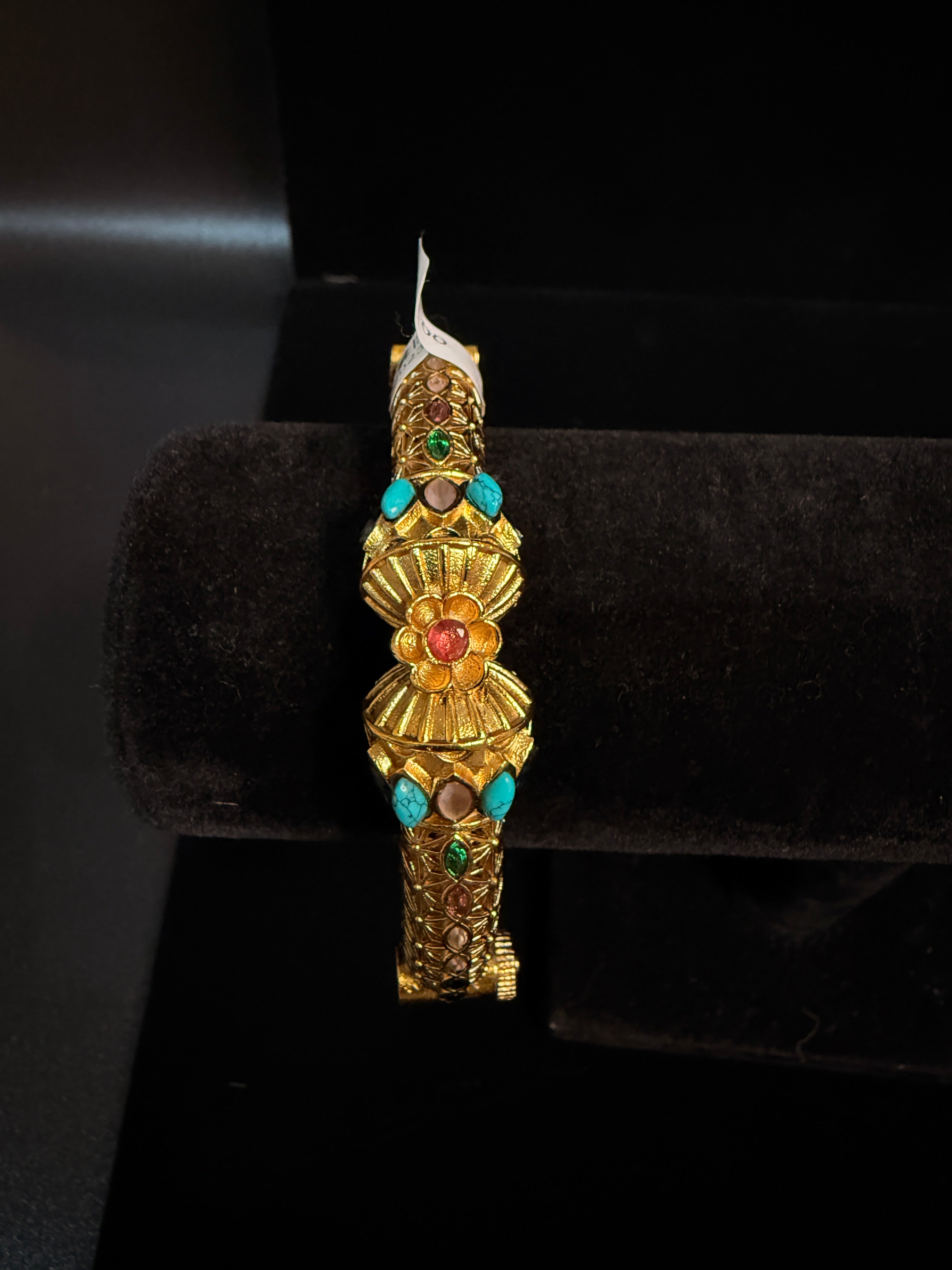 Gold openable kada with Multi stone (fits 2.6 to 2.10)