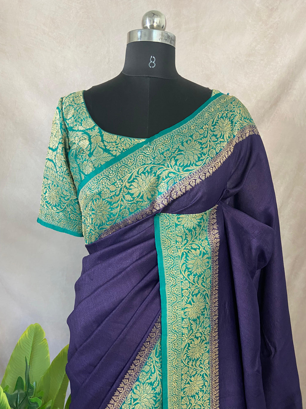 Pure Tussar banarasi saree with stitched blouse