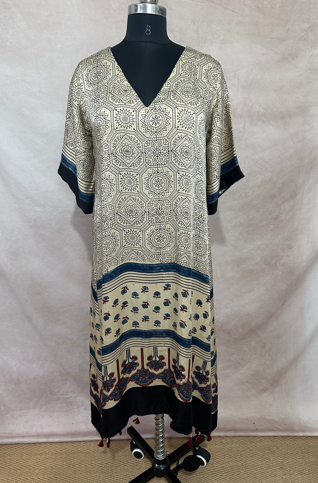 Designer Ajrakh modal silk dress