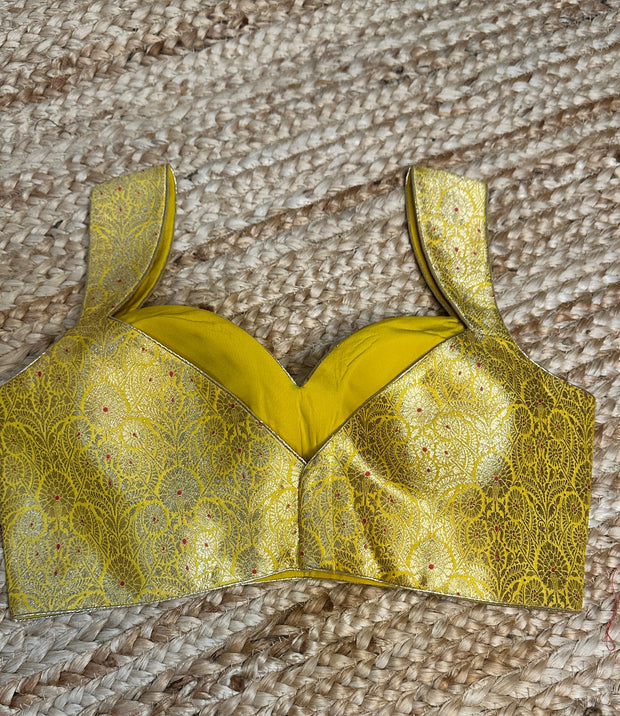Yellow banarsi brocade blouse