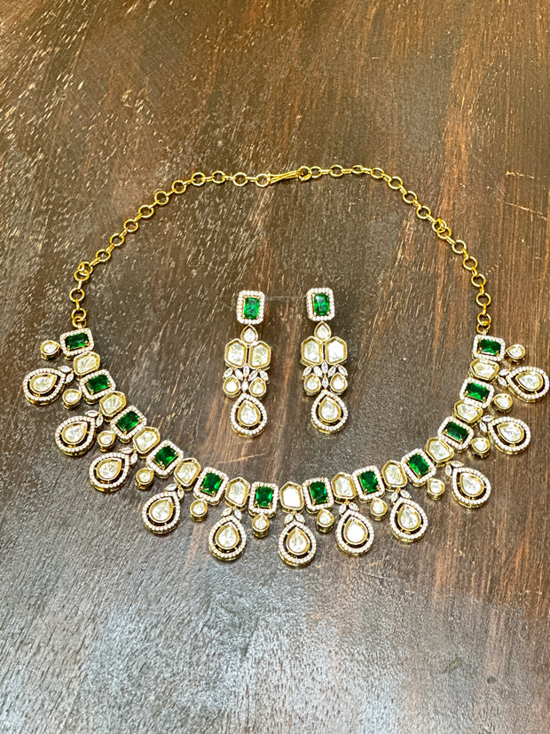 Necklace with moissanite stone, with earring