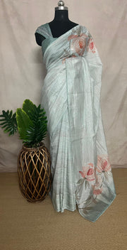 Light blue sequins designer saree, with BP