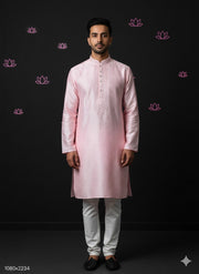 Baby pink silk kurta