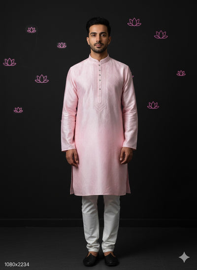 Baby pink silk kurta