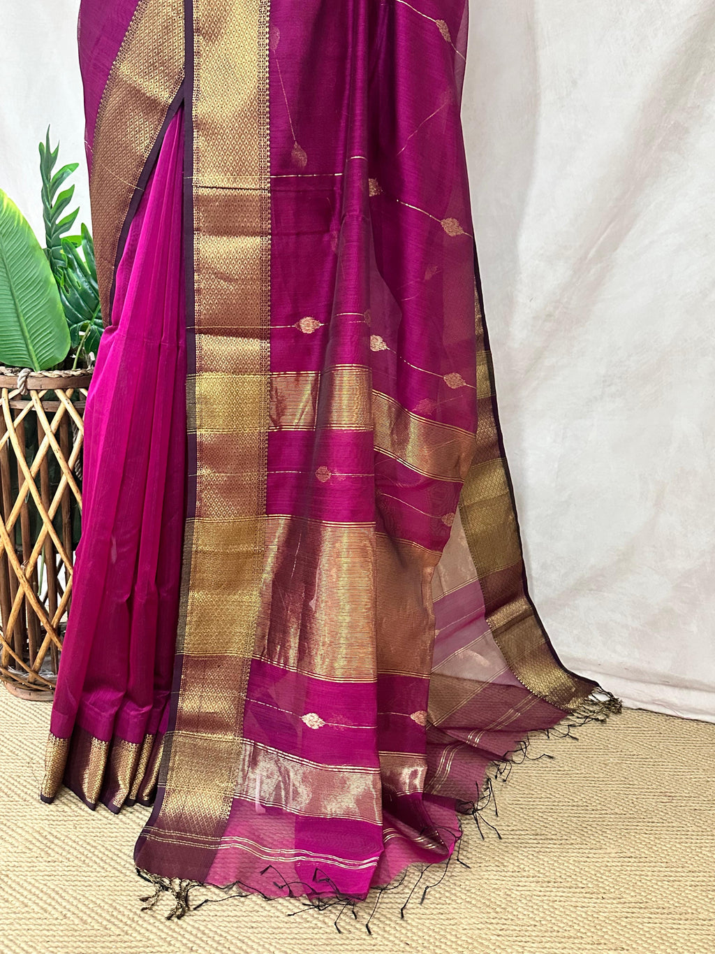 Maheshwari silk saree with stitched blouse