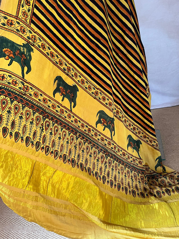 Modal silk kurti with Ajrakh hand block print